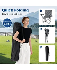 Mecale Oversized Camping Chair with Cooler Pouch and Cup Holder, 500-lb Cap