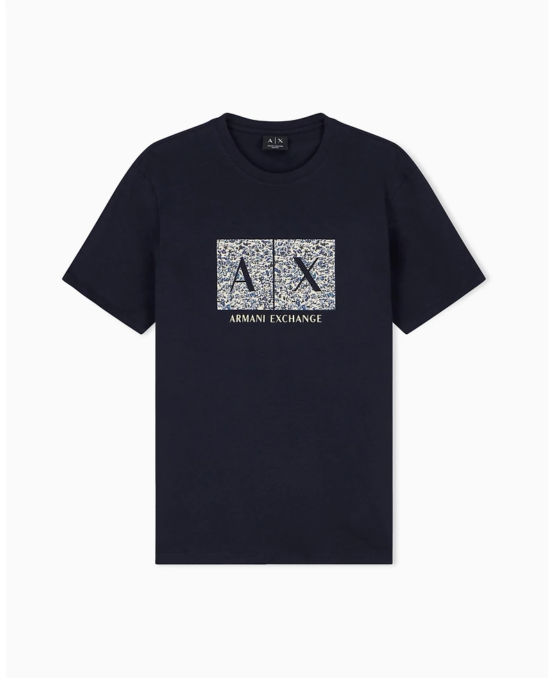 A|X Armani Exchange Men's Short Sleeve Boxed All-Over Logo Slim Fit T-Shirt