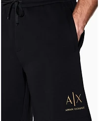 A|X Armani Exchange Men's Black And Gold Bonded Cotton Short