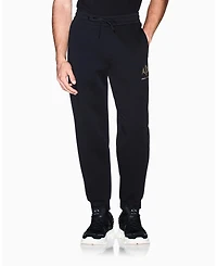 A|X Armani Exchange Men's Black And Gold Bonded Cotton Jogger
