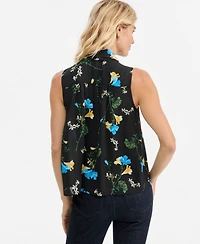 I.n.c. International Concepts Women's Sleeveless Floral-Print Ruffle Front Blouse, Macy's Exclusive