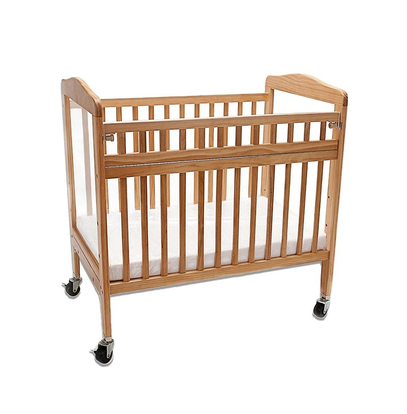 L.a. Baby Mini/Portable Non-folding Wooden Window Crib with Safety Gate