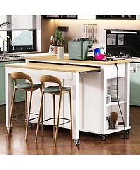 Streamdale Furniture 47'' Kitchen Island with Extendable Dining Table Storage and Power Outlet