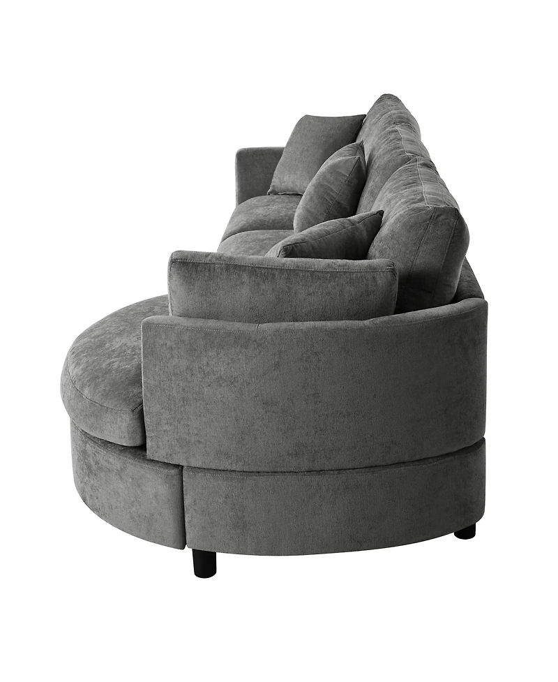 Streamdale Furniture 107'' 3-Piece Chenille Sectional Sofa with Curved Chaise and 3 Pillows