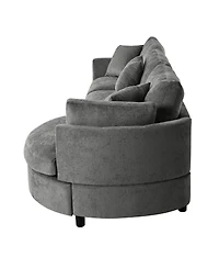 Streamdale Furniture 107'' 3-Piece Chenille Sectional Sofa with Curved Chaise and 3 Pillows