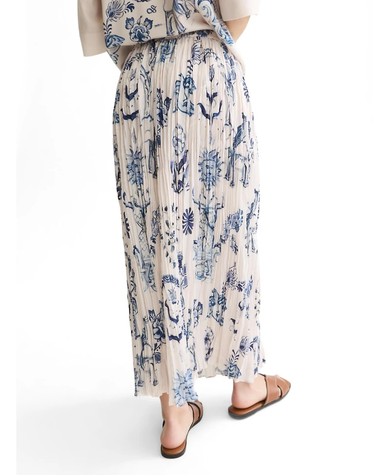 Scotch & Soda Women's and Printed Micro Pleat Ankle Length Skirt