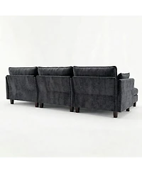 Streamdale Furniture Modern Chenille 3-Seat Sofa with Ottoman Usb Ports and Side Pockets