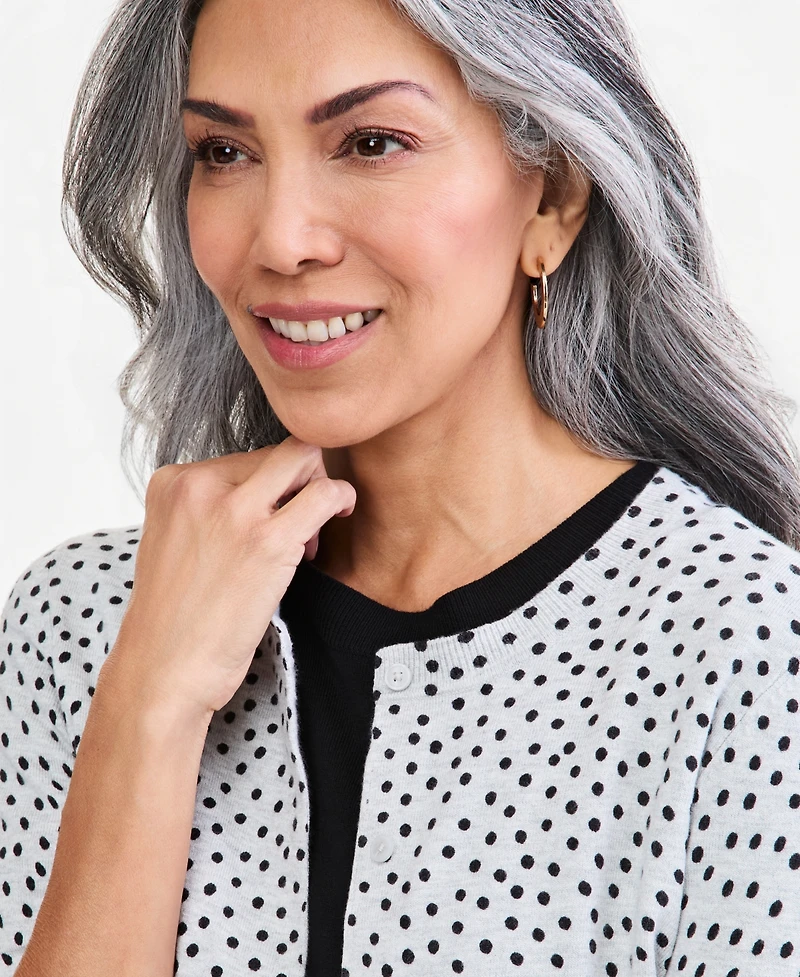Style & Co Women's Printed Crew-Neck Button-Down Cardigan Sweater, Macy's Exclusive