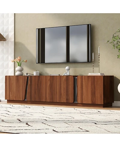 Streamdale Furniture Modern Storage Cabinet with Rounded Corners and Marble Top