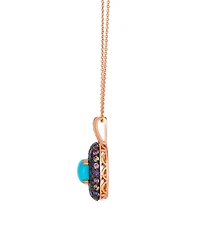 Le Vian Robin's Egg Blue Turquoise Cushion Cut Multi-Gemstone (2.47 ct. t.w.) & Nude Diamond (1/20 ct. t.w.) Pendant Necklace in 14k Strawberry Gold