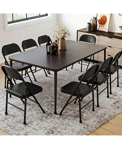 homfan 8-Pack Steel Folding Chairs with Backrest - Heavy Duty Metal Foldable Chairs Hold 350 lbs, Black for Indoor and Outdoor Events