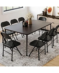 homfan 8-Pack Steel Folding Chairs with Backrest - Heavy Duty Metal Foldable Chairs Hold 350 lbs, Black for Indoor and Outdoor Events