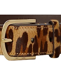 Lauren Ralph Leopard Print Leather Skinny Belt