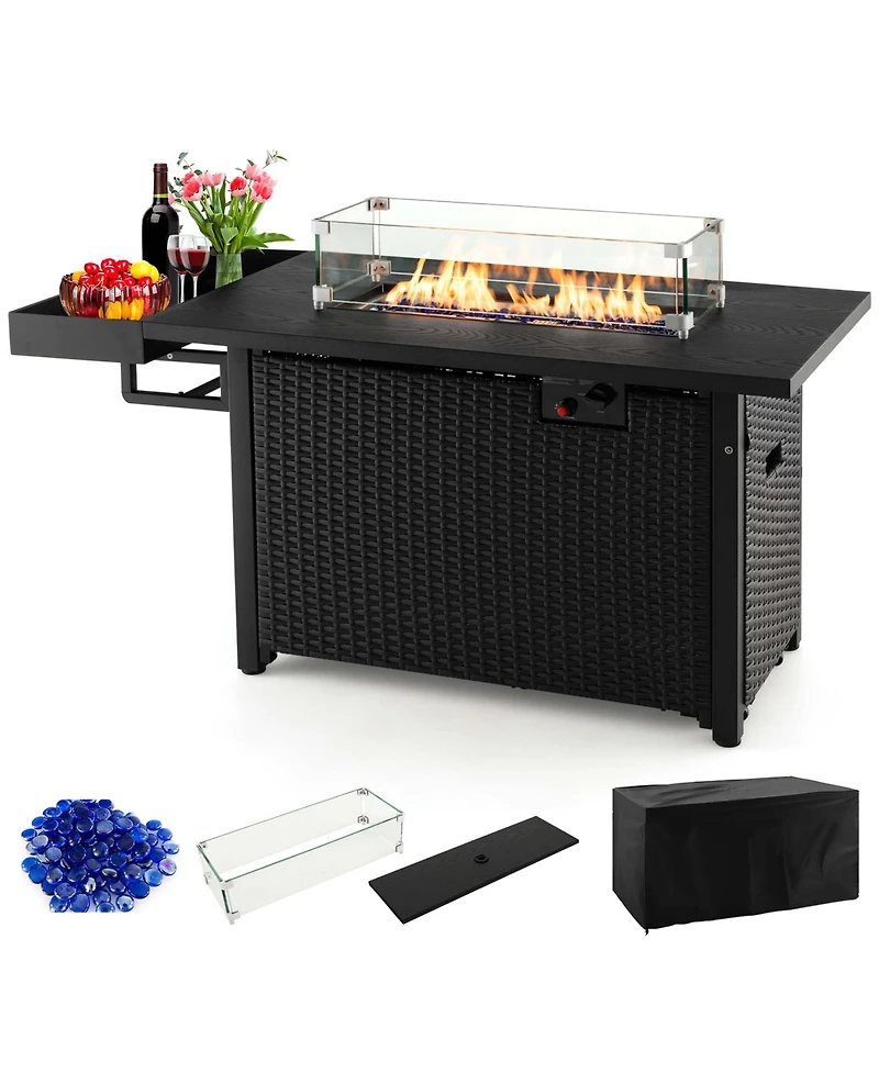 52'' Outdoor Gas Fire Pit Table Patio Propane Firepit with Cover 50,000 Btu