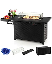 52'' Outdoor Gas Fire Pit Table Patio Propane Firepit with Cover 50,000 Btu