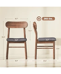 Set of 2 Dining Chairs, Curved Backrest Kitchen Chairs Upholstered Side Chairs