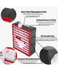 Xdovet Small Parts Organizer Hardware Screws Removable Dividers Wall Mount Desktop Craft Storage Cabinet Drawers