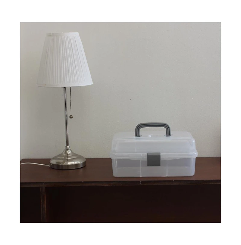 Xdovet 2-Tier Plastic Organizer Box with Handle