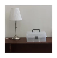 Xdovet 2-Tier Plastic Organizer Box with Handle
