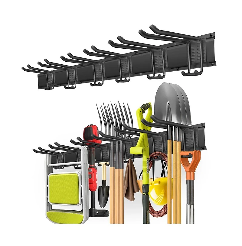 Xdovet Organizer Wall Mount Rails Double-layer Hooks Garden Rack Yard Tools Shed
