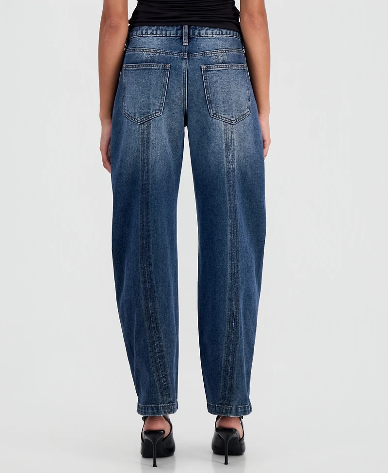 Bar Iii Women's High-Rise Barrel Jeans, Macy's Exclusive