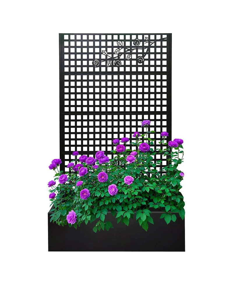 Streamdale Furniture Metal Planter Box with Trellis 70.9''H x 43.3''W Outdoor Raised Garden Bed