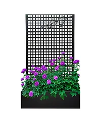 Streamdale Furniture Metal Planter Box with Trellis 70.9''H x 43.3''W Outdoor Raised Garden Bed