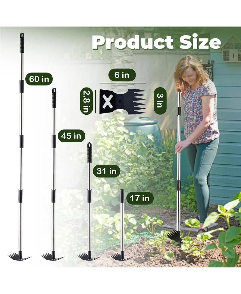 Xdovet Weed Puller Long Handle Manual Weeder Rake Hoe Garden Tool