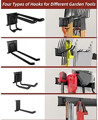 Xdovet Wall mounted tool storage rack with hooks suitable for gardening tools ladders and shovels