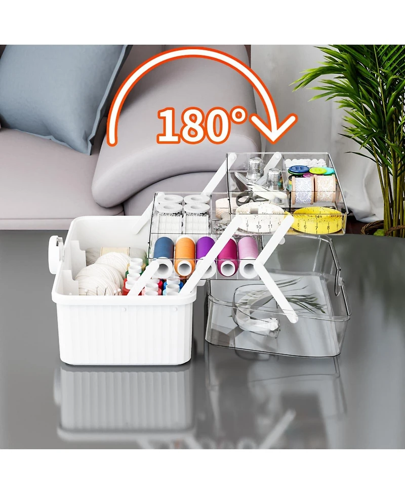 Xdovet Plastic Craft Box 3-Layer Multipurpose Organizer