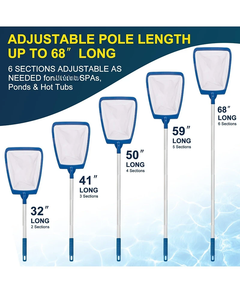 Xdovet Pool Skimmer Net Pole Ultra Fine Mesh Aluminum Leaf Spa Hot Tub