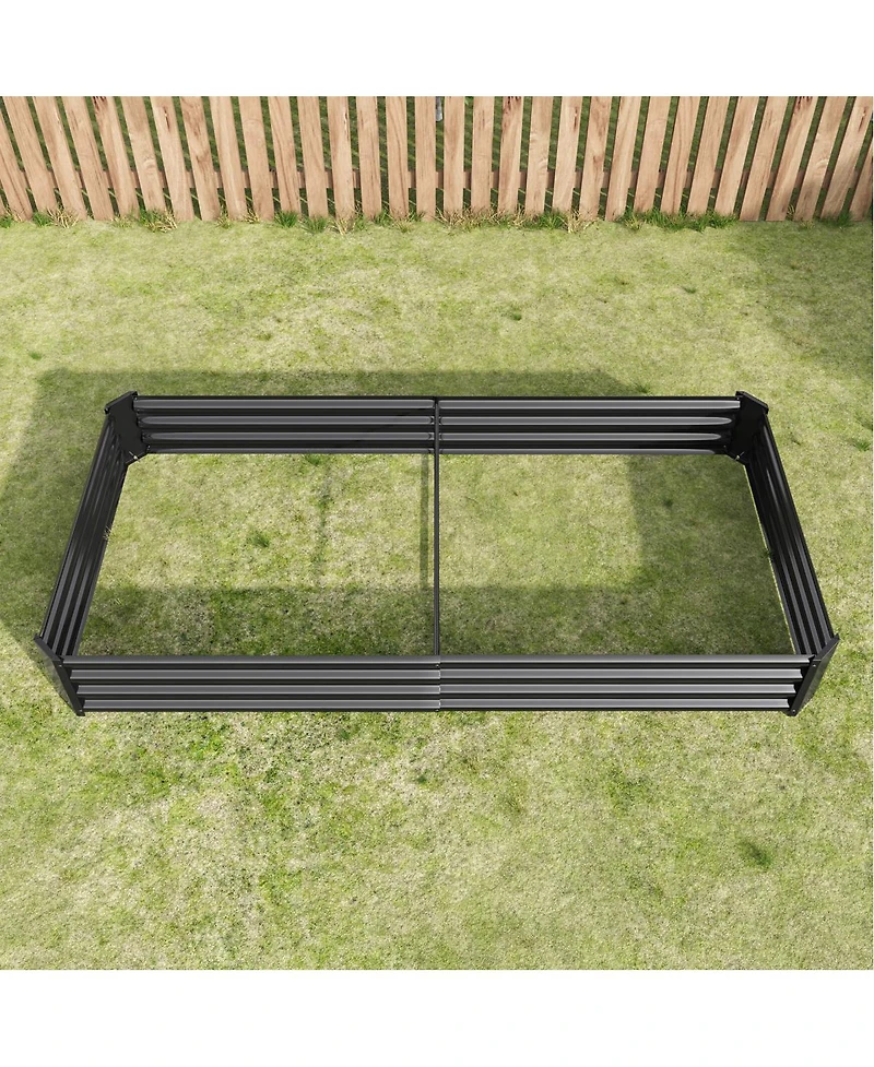 Streamdale Furniture 2Piece 8x4x1ft Metal Raised Rectangle Garden Planter Beds