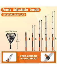 Xdovet Pool Skimmer Net Telescopic Pole Fine Mesh Leaf Rake