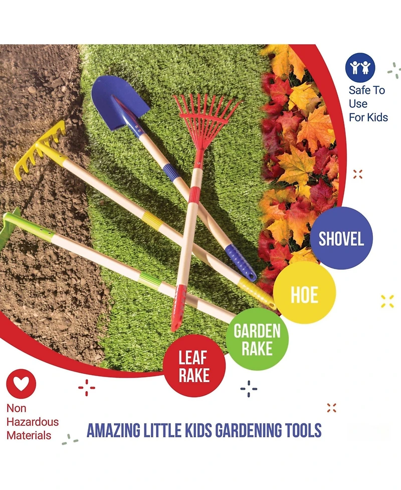 Xdovet Garden Tool Set Wooden Shovel Rake Hoe Leaf