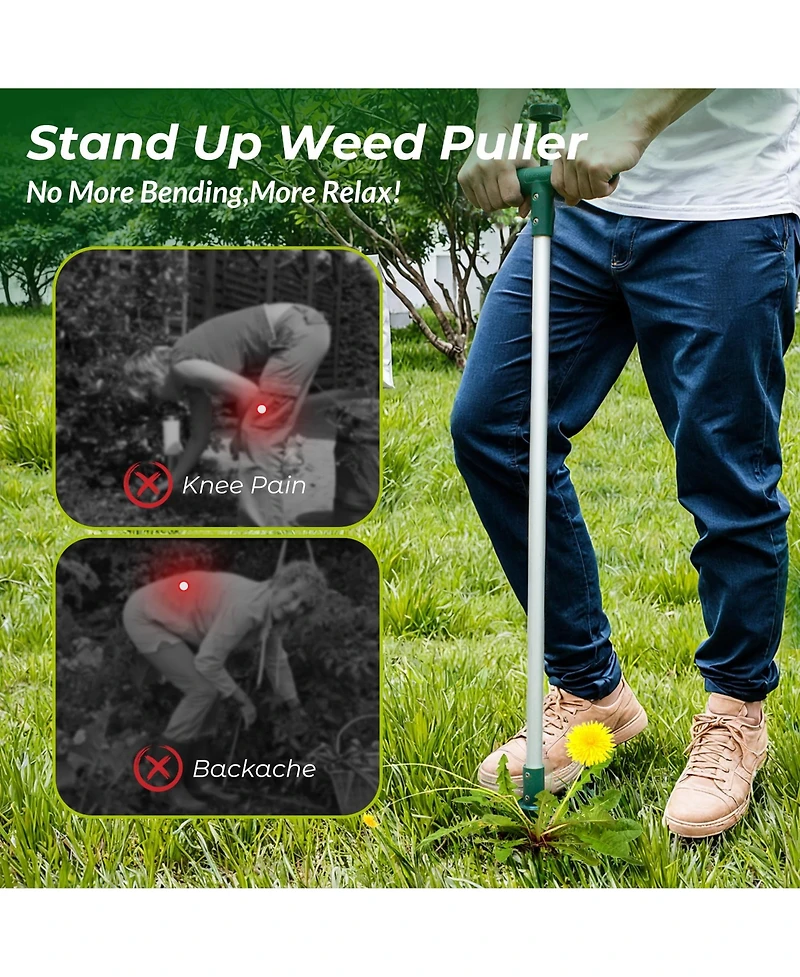 Xdovet Weed Puller Stand Up Weeder 3 Claws Root Puller