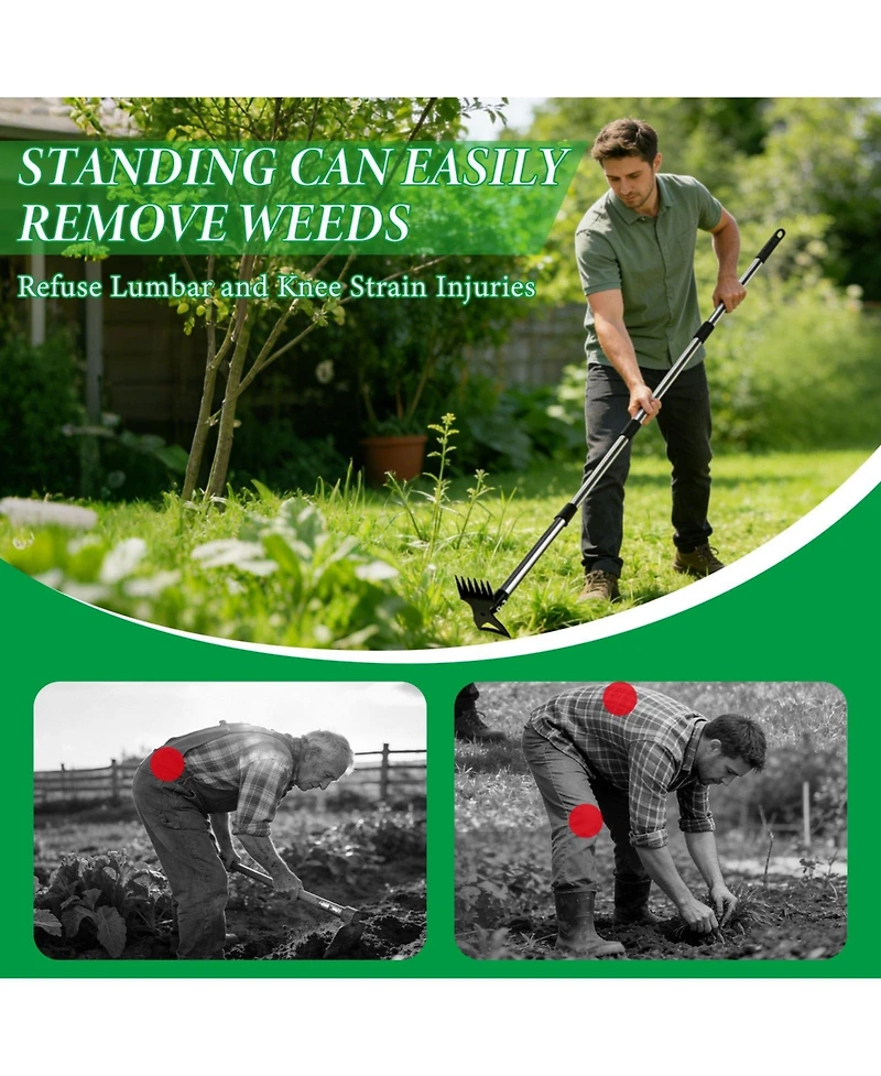 Xdovet Weed Puller Long Handle Garden Hoe Rake Tool