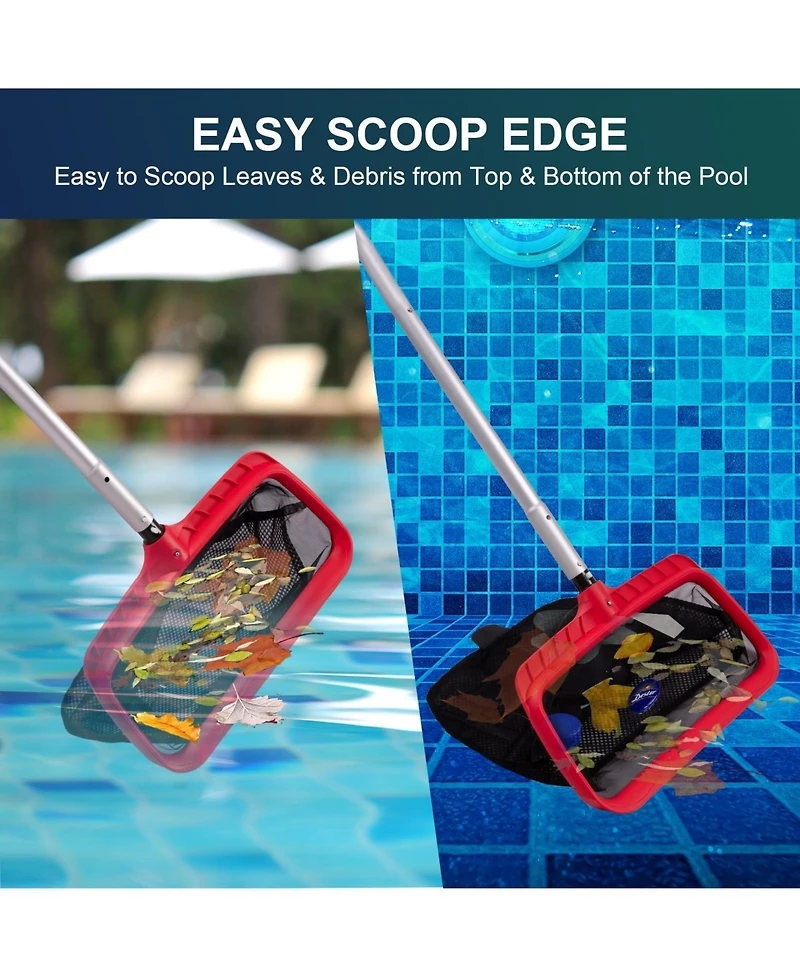 Xdovet Pool Skimmer Net Double-Layer Netting Bag Reinforced Frame Leaf Grid