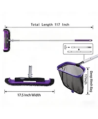 Xdovet Pool Skimmer Net Brush Head Adjustable Pole Set