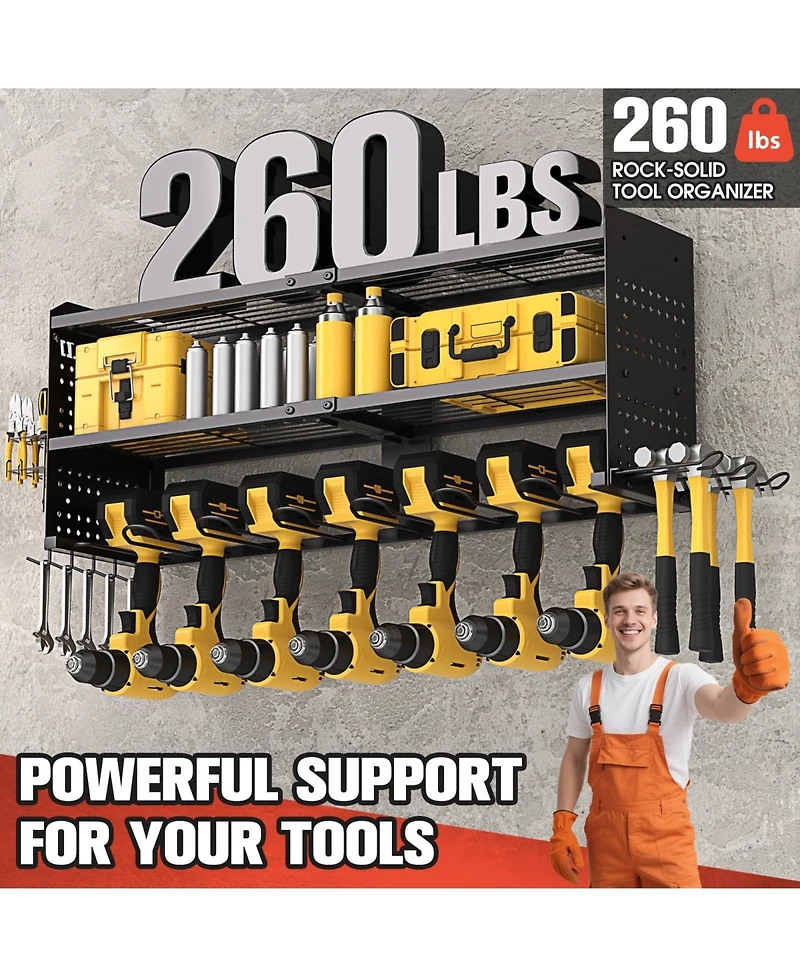 Xdovet Power Tool Organizer Wall Mount Metal Drill Holder Garage Storage Rack