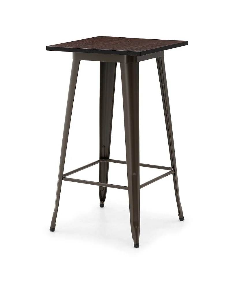Glitzhome 41.25" Steel Square Elm Bar Table