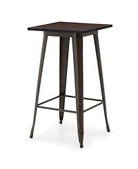 Glitzhome 41.25" Steel Square Elm Bar Table