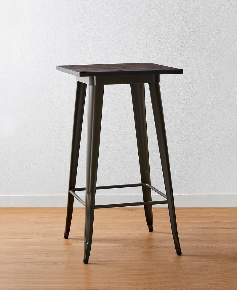 Glitzhome 41.25" Steel Square Elm Bar Table