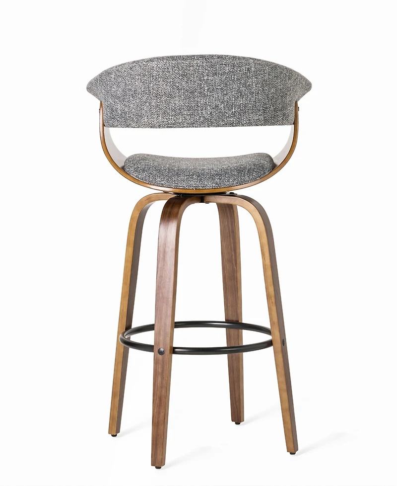 Glitzhome Mid-Century Modern Fabric Swivel Bar Stool, Set of 2