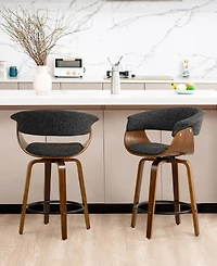 Glitzhome Mid-Century Modern Foam Swivel Counter Stool, Set of 2