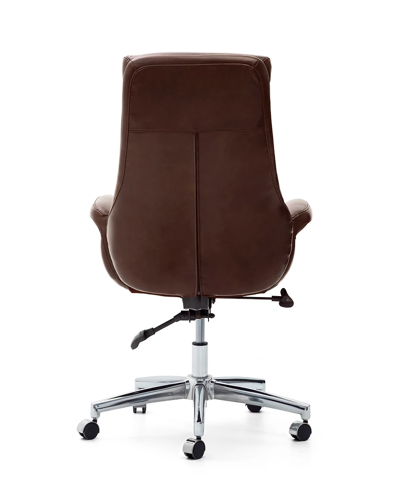 Glitzhome Mid-Century Modern 47.75" Bonded Leather High Back Office Chair