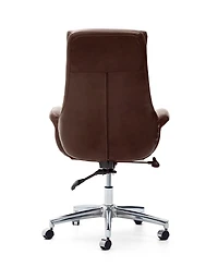 Glitzhome Mid-Century Modern 47.75" Bonded Leather High Back Office Chair