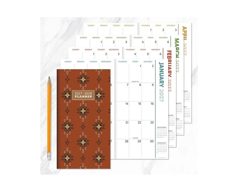 Tf Publishing Paper Goods 2027-2028 Rusted Small Monthly Pocket Planner