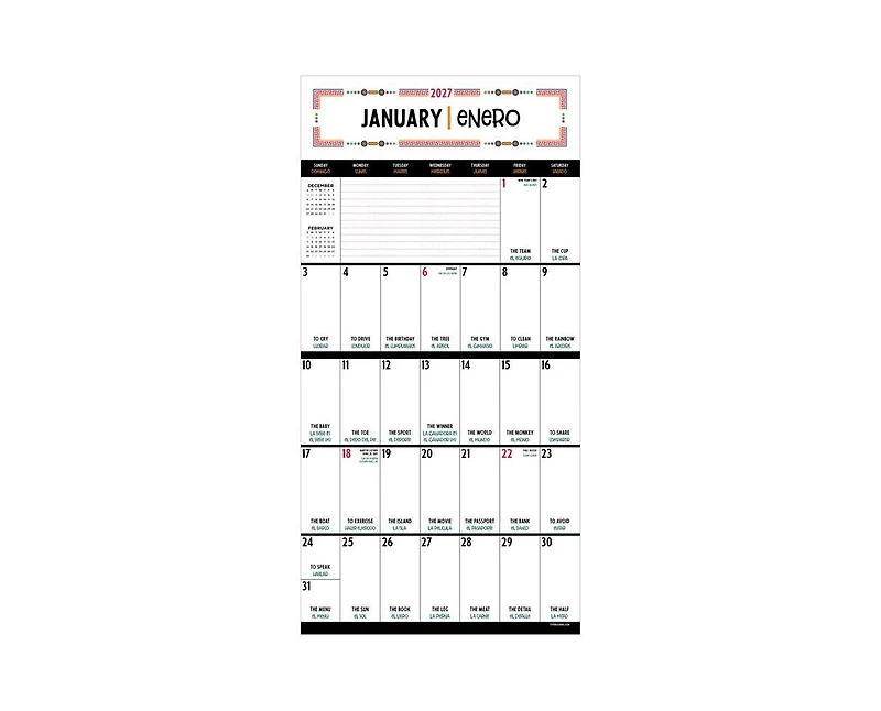 Tf Publishing Paper Goods 2027 Spanish Words for Everyone Wall Calendar