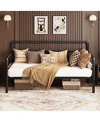 homfan Twin Daybed with Classic Headboard, Metal Frame, Under-Bed Storage, No Box Spring Needed