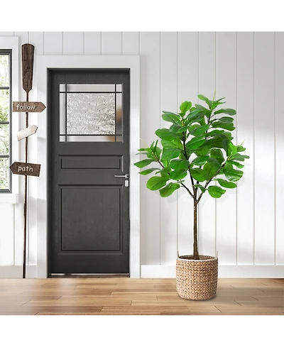 homfan 70 in Tall Faux Fiddle Leaf Fig Tree with 65 Realistic Leaves, Fake Plant for Indoor Outdoor Home Office Living Room Decor